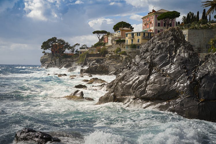 Waves Crashing On Big Rocks