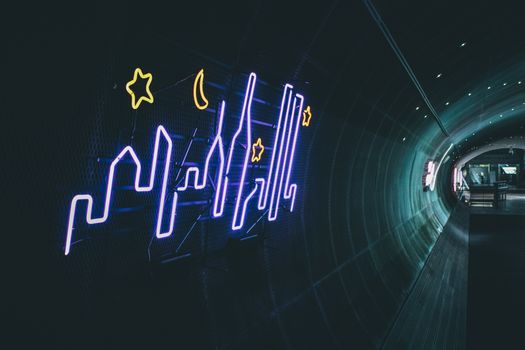 Farbenfrohes Moderne Metropolen-Skyline in Seoul – Cyberpunk Hintergrundbild