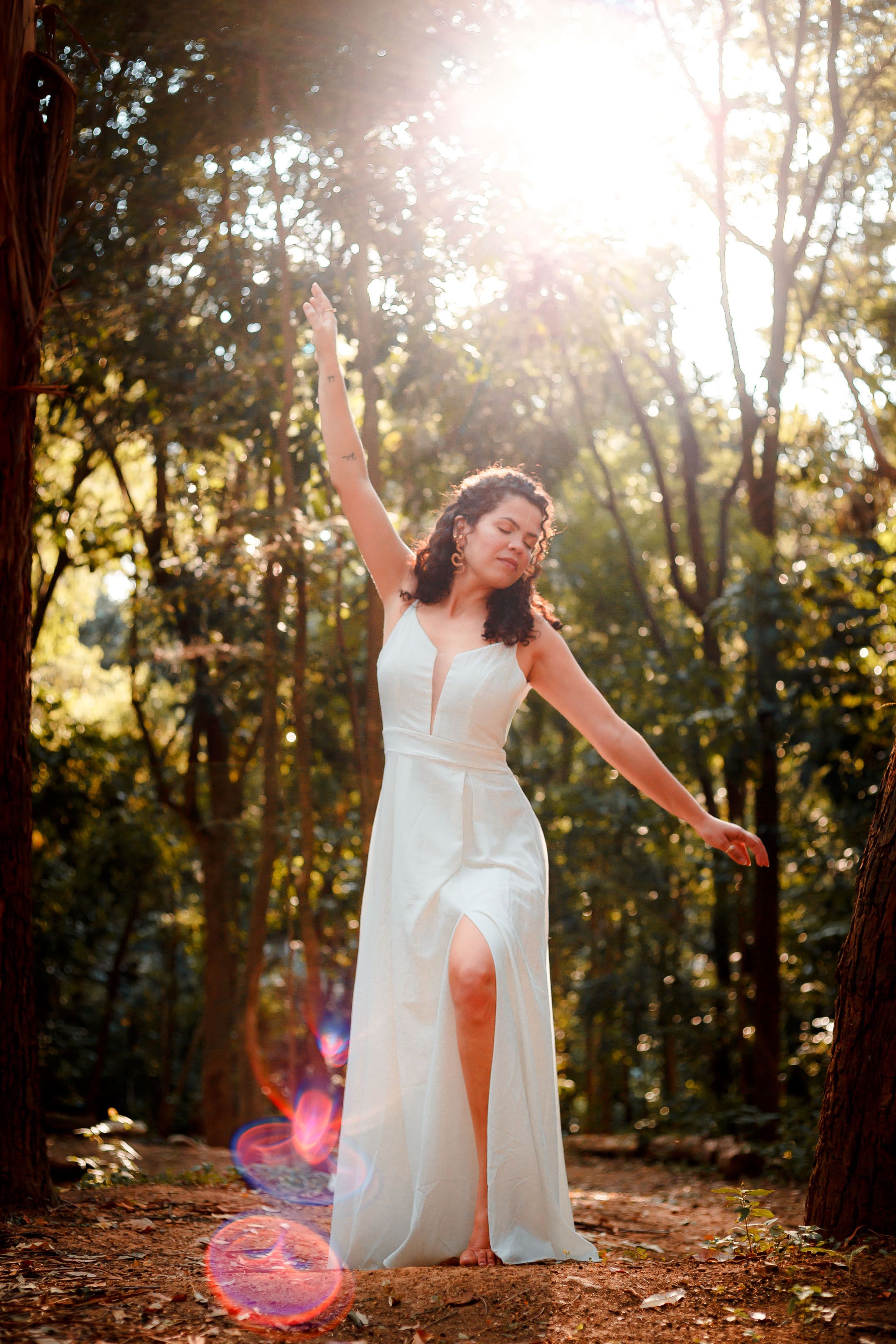 Woman in a White Dress in a Forest · Free Stock Photo