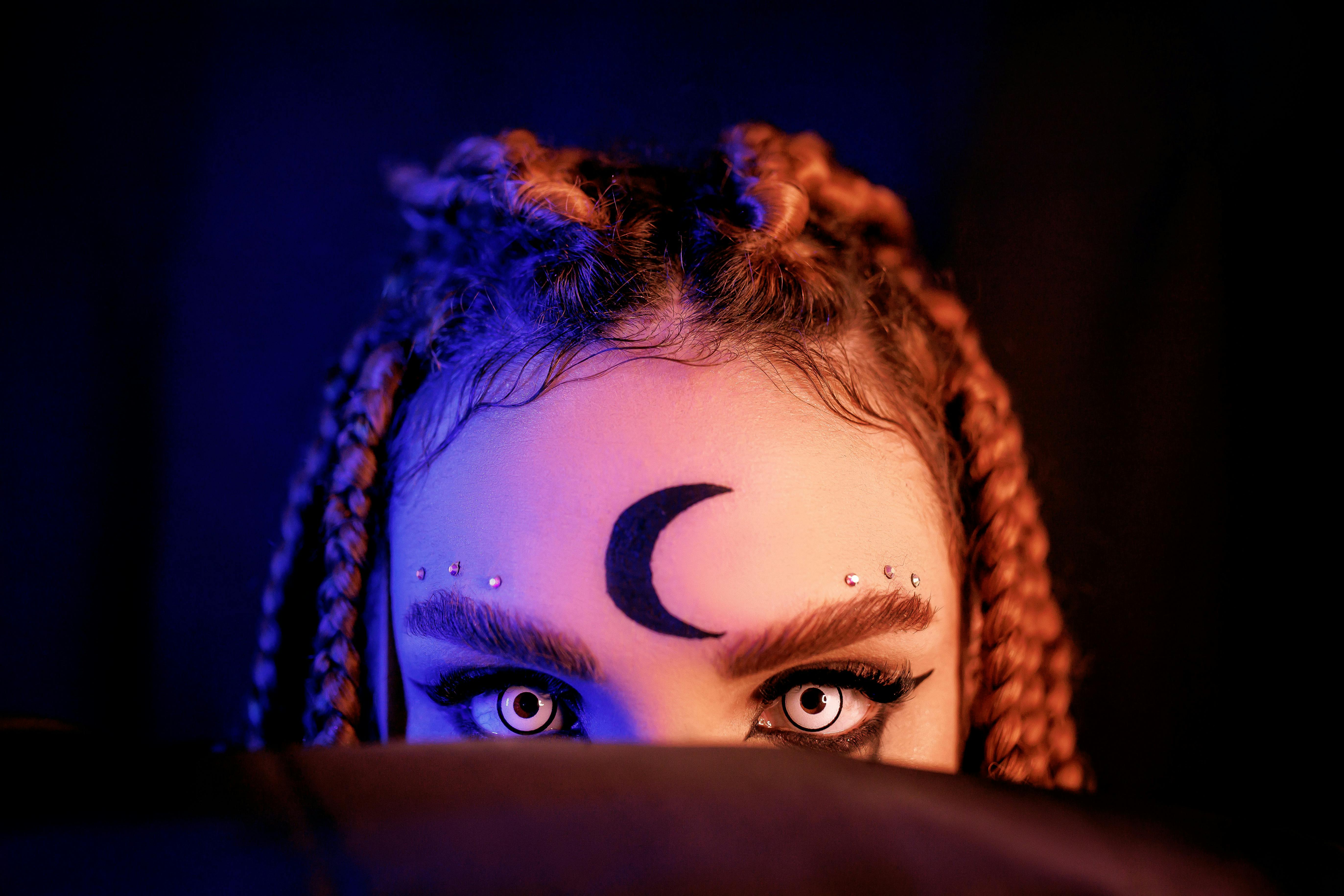 Woman with Crescent Moon on Forehead · Free Stock Photo