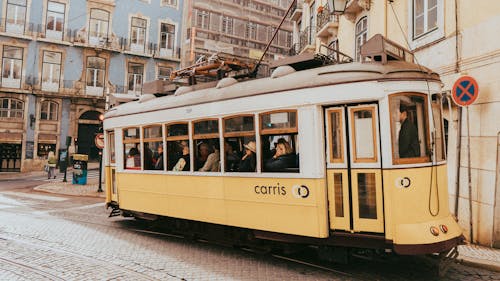 Vintage Cable Car in City