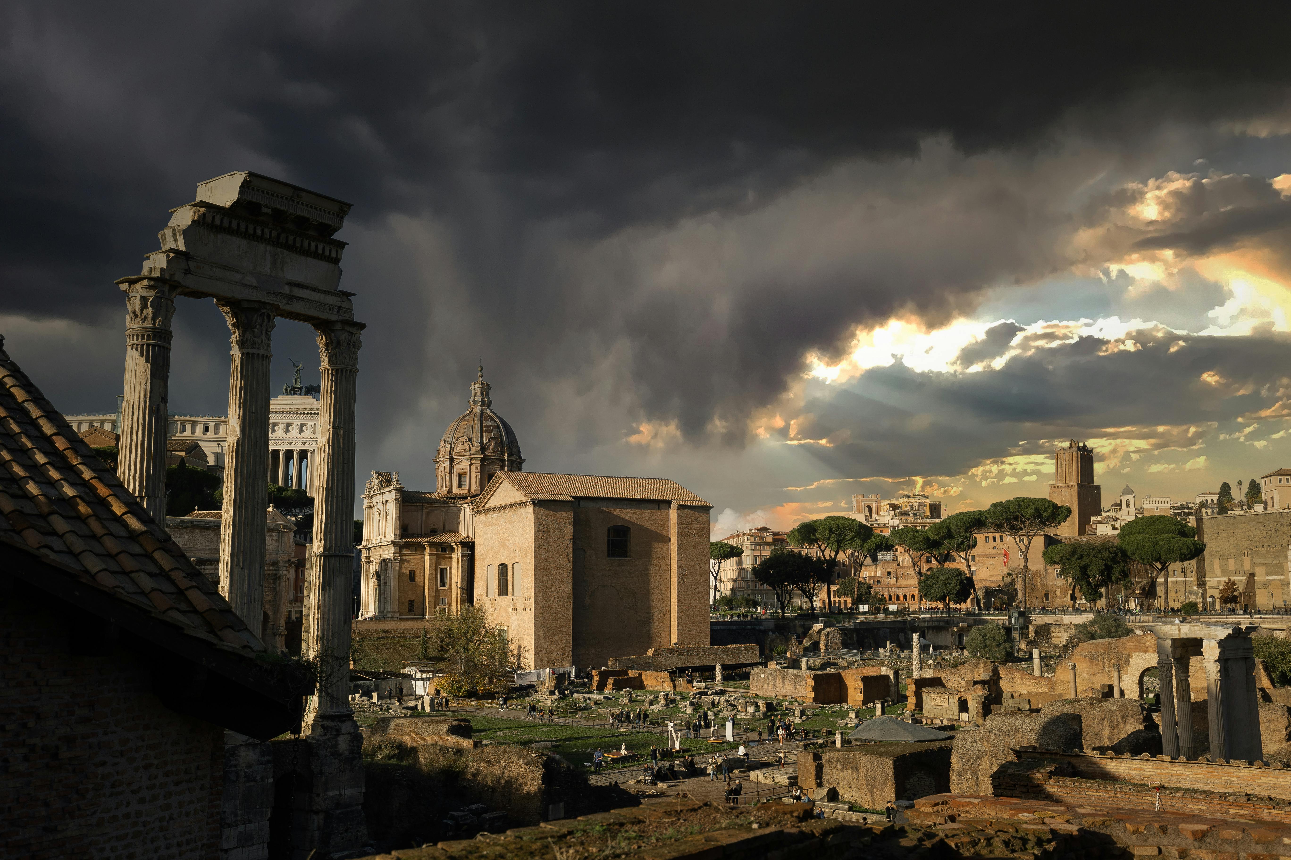 The Ancient City Ruin of Roman Forum in Rome Italy