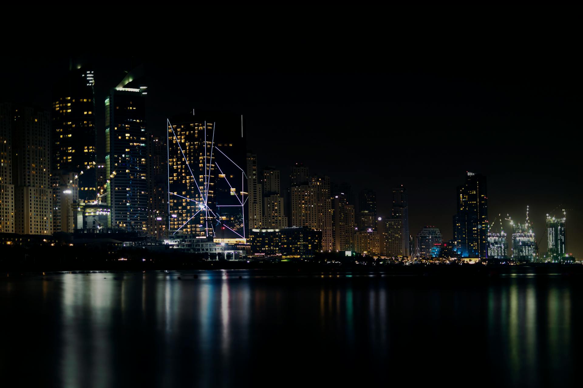 City Skyline Under Dark Sky