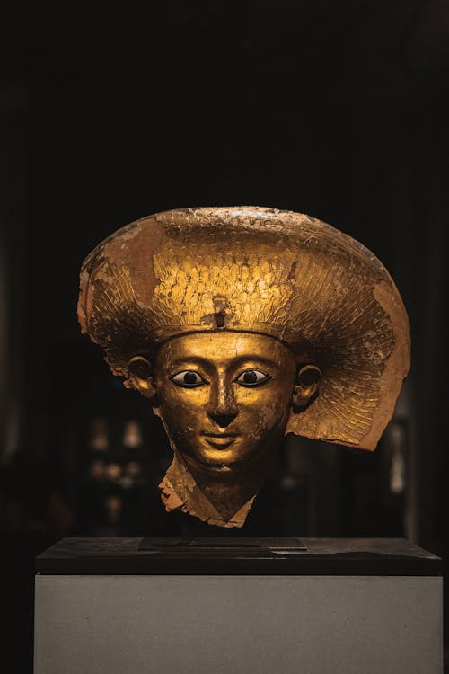 Golden Statue Of Pharaoh In Art Museum