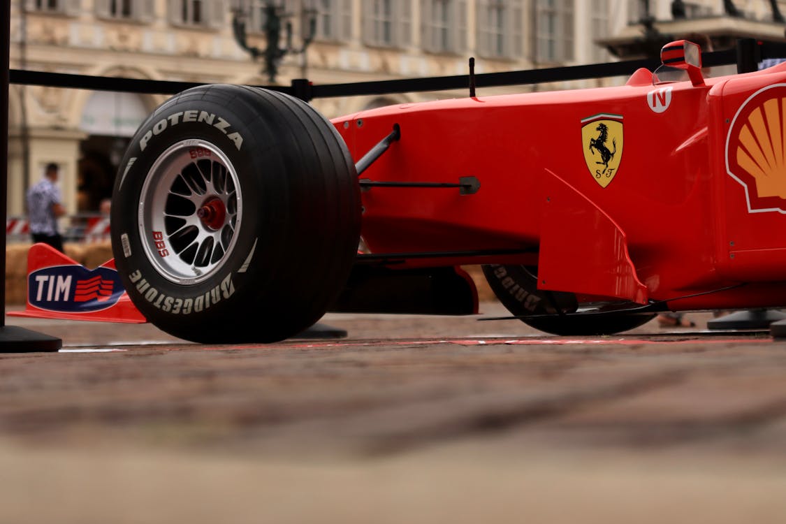 Ground View on a Red Racing Car