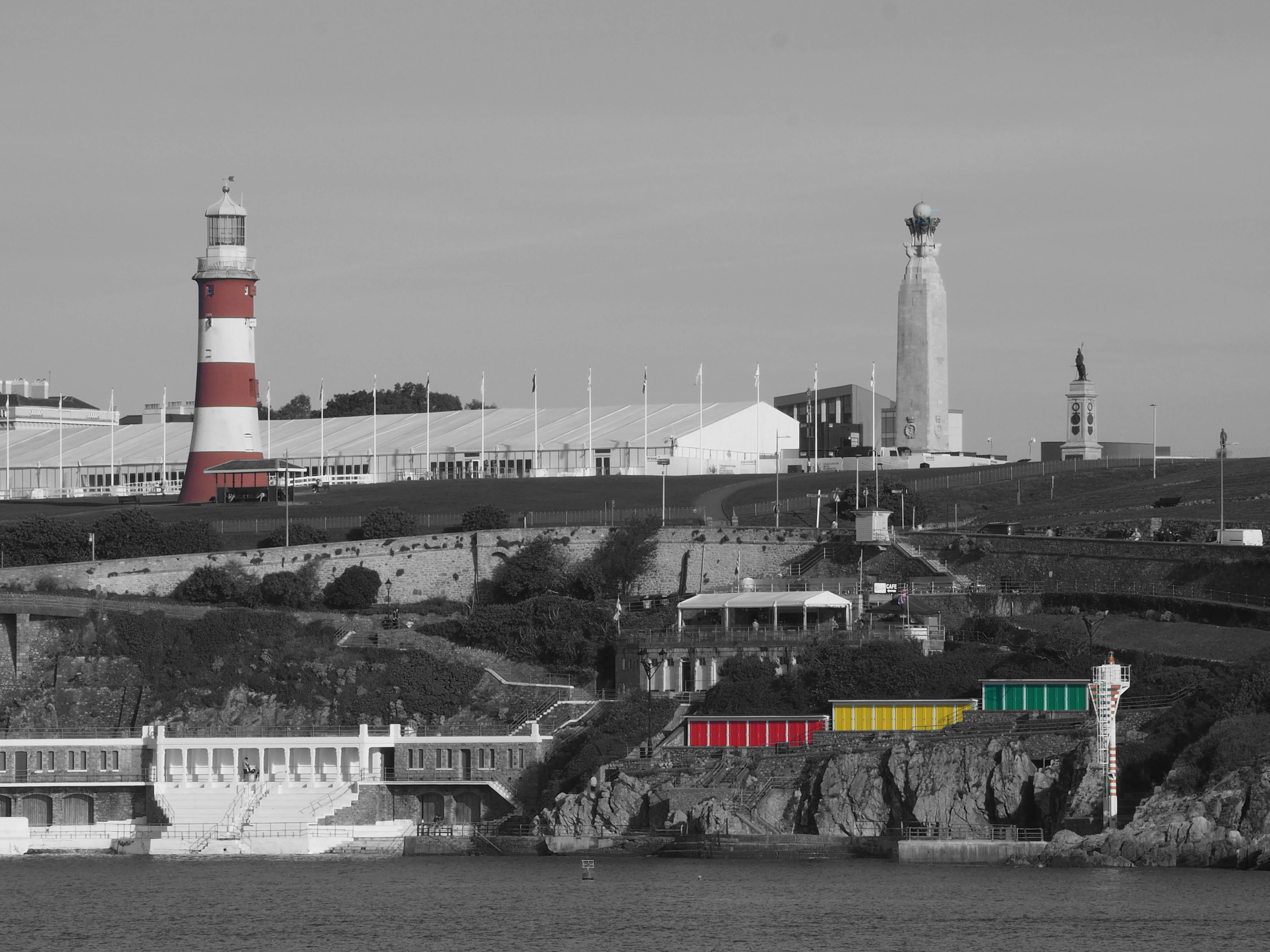 Free stock photo of Outside swimming pool, Plymouth Hoe Smeatons Tower, War Memorial