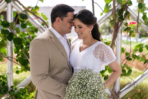 Bride and Groom Smiling