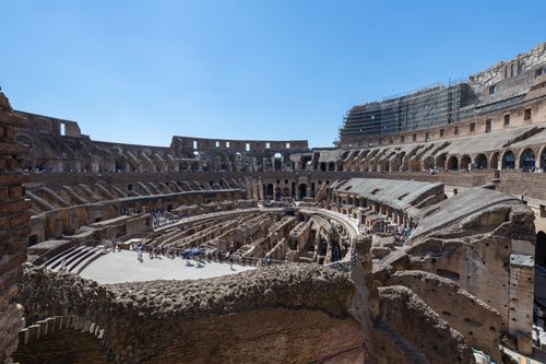 Free Explore the historic interior of the Colosseum in Rome, Italy, a monumental Roman amphitheater. Stock Photo