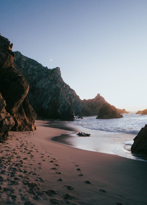 Photograph of Footprints on a Seashore