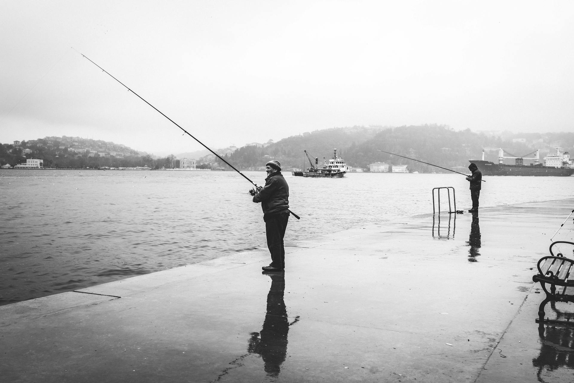 Men Fishing on a Pier