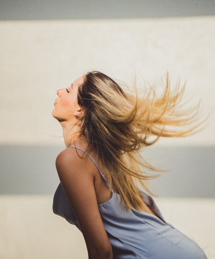 Blonde Tossing Hair