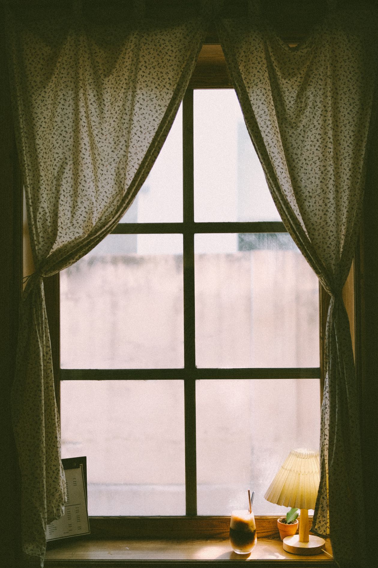 Linen curtains in a window