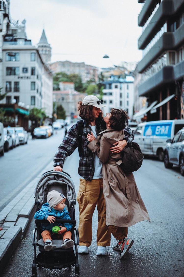 Woman And Man Kissing On Street In Istanbul