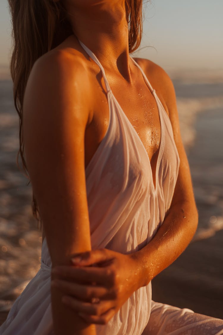 Wet Model At Beach