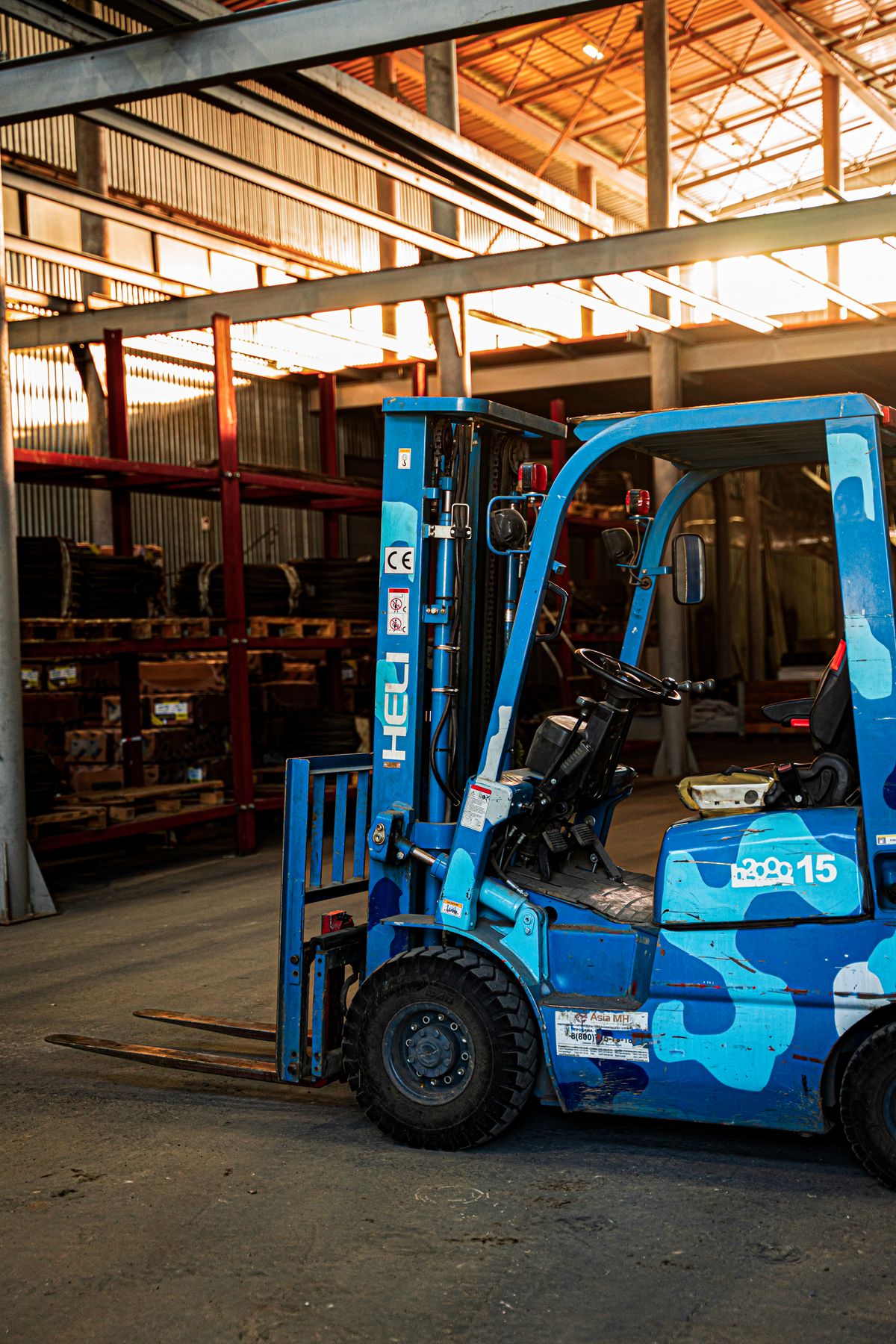Forklift and industrial warehouse equipment representing equipment financing