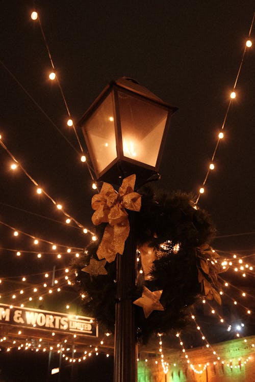 Street Lantern with Christmas Ornaments 