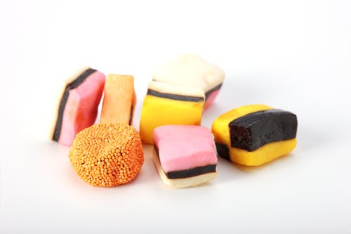 Close-up of Sweets against a White Background 