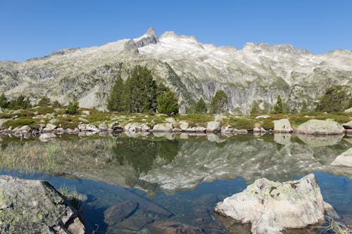 View of a Lake and Mountain in the French Pyrenees