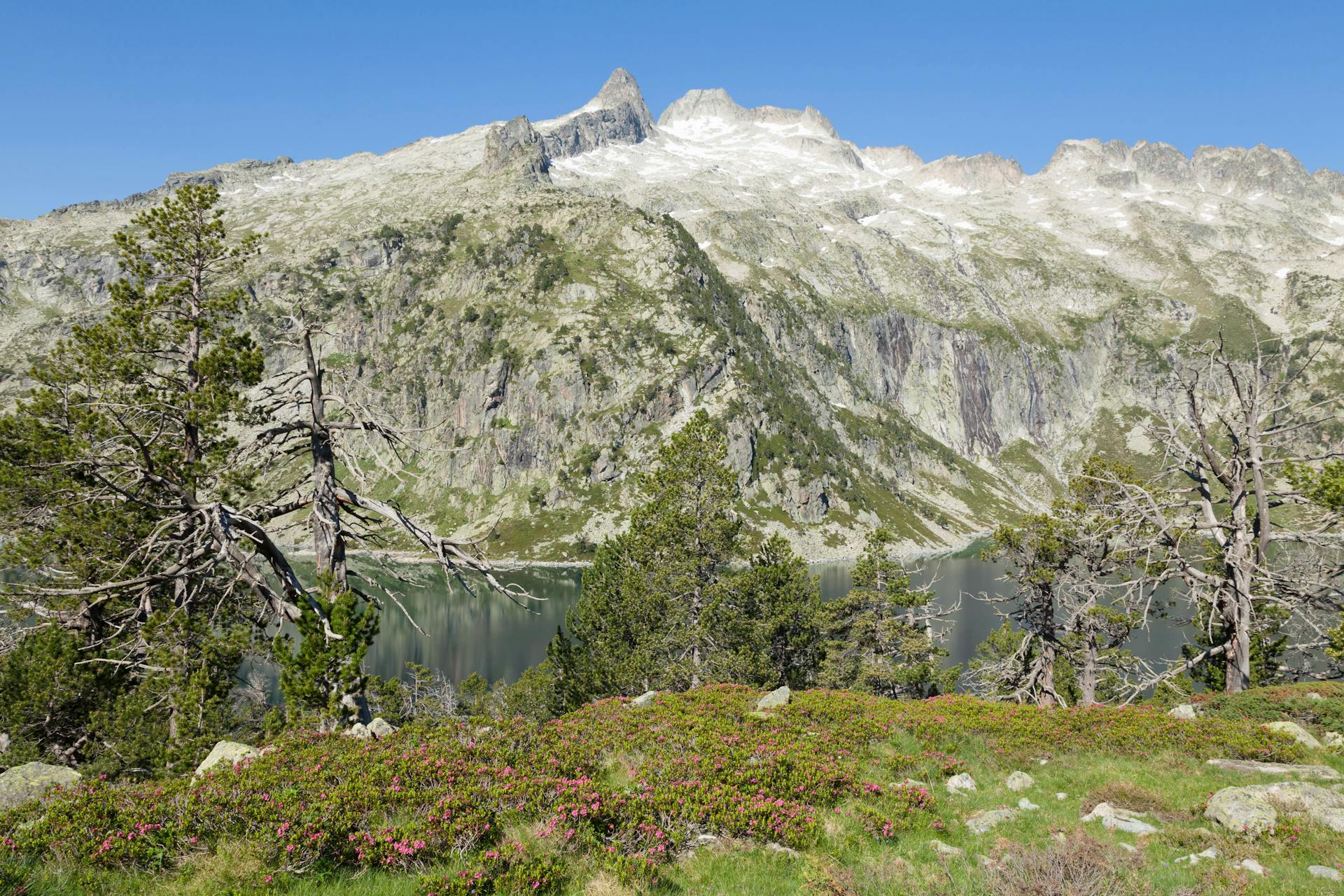 View of a Lake and Mountain in the French Pyrenees