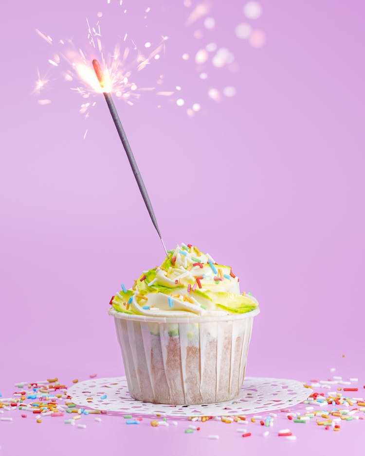 Festive Muffin With Sparkler