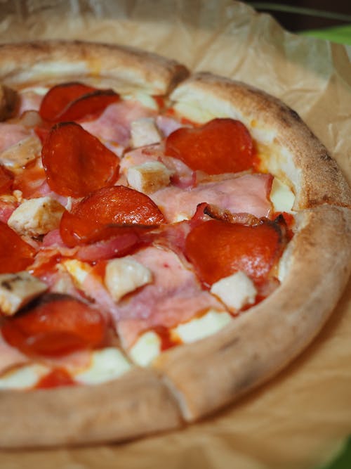 Close up of Pizza with Ham