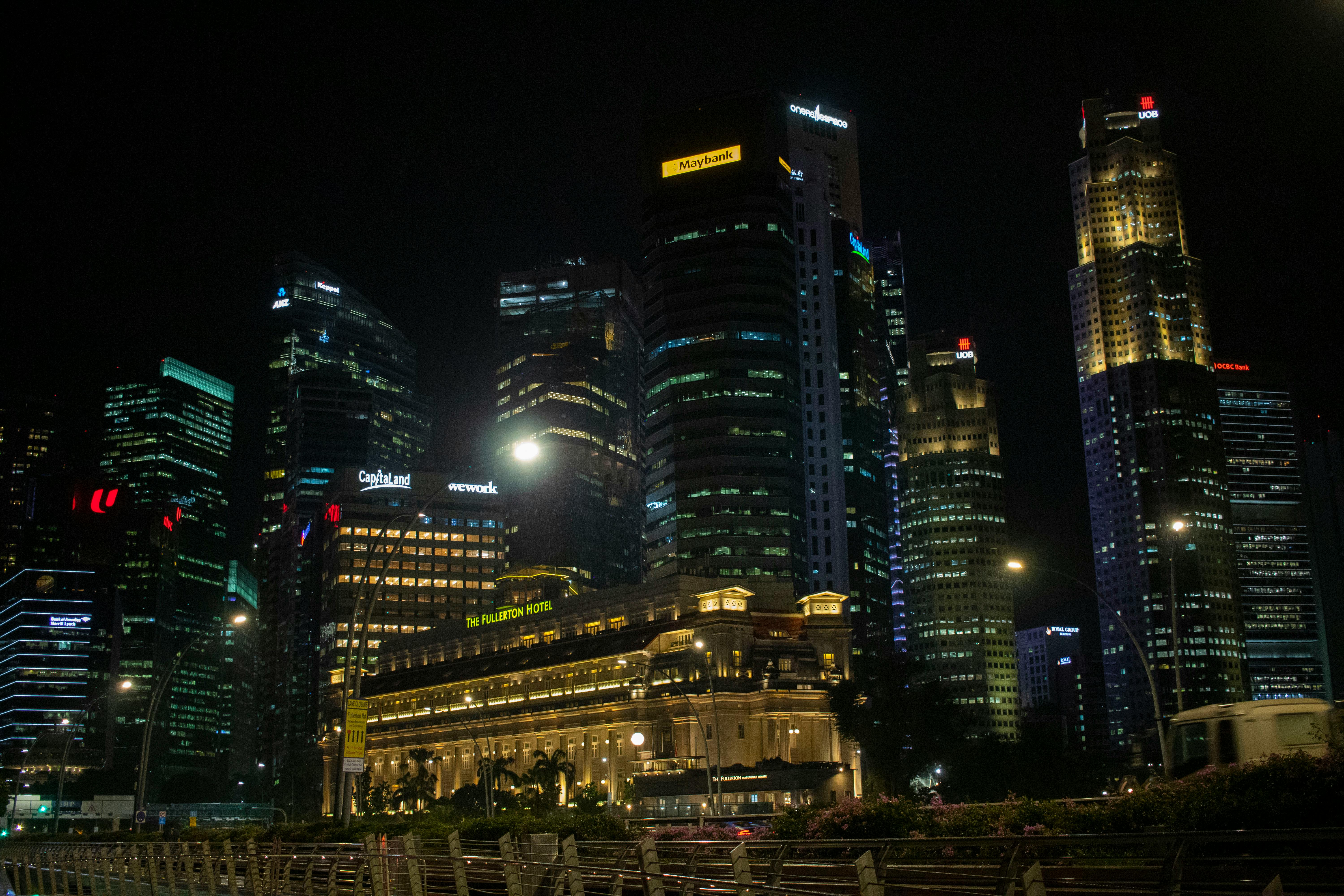 city buildings at night