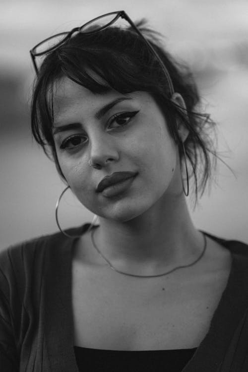 Free Beautiful Woman Wearing Hoop Earrings Stock Photo