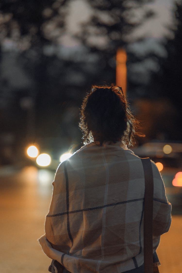 Person Wearing A Checkered Shawl