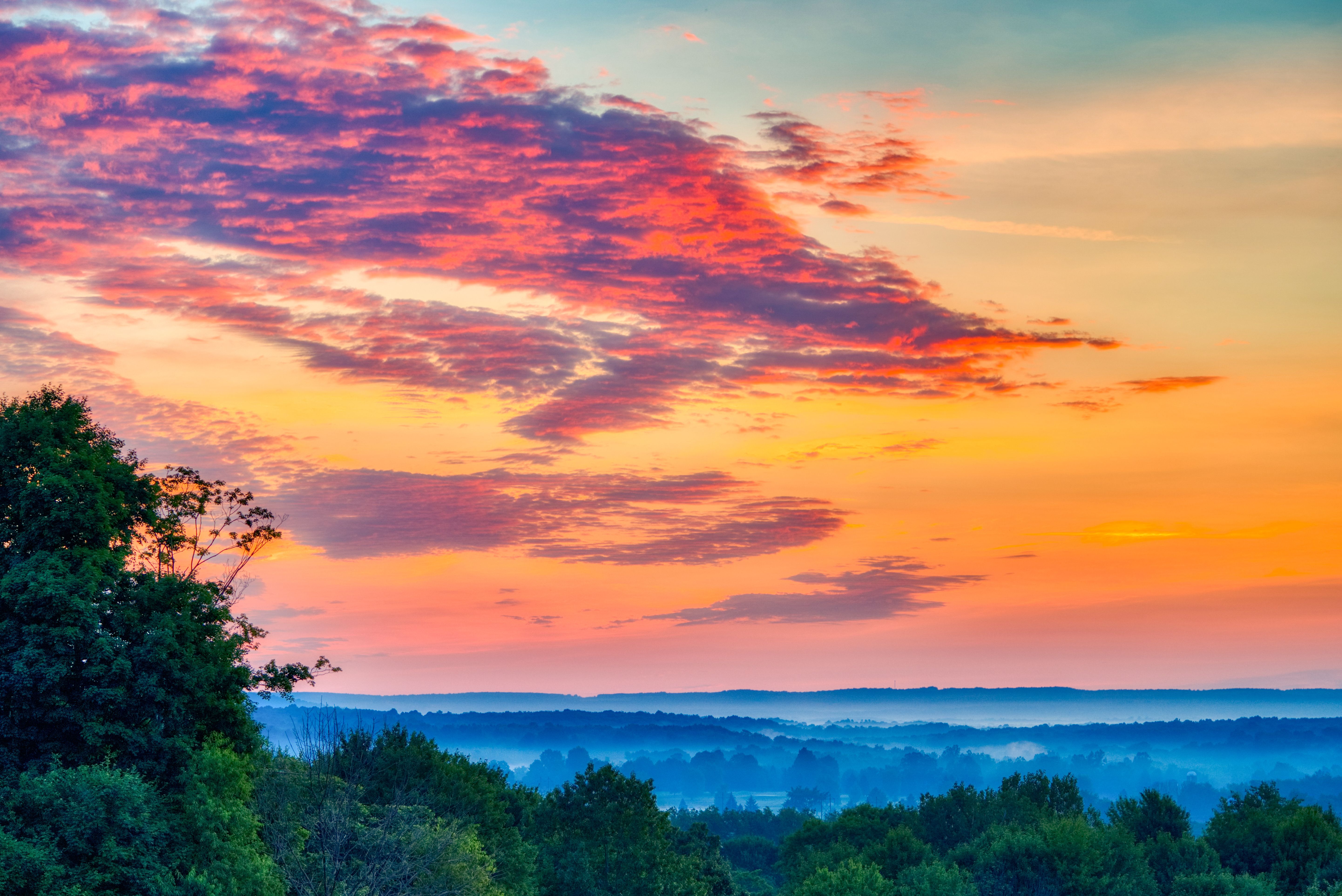 Beautiful scenic view of Western Pennsylvania hills and valleys