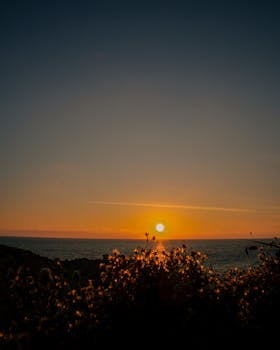Breathtaking sunset view over the ocean at Mazunte, Oaxaca, Mexico with natural coastal scenery.