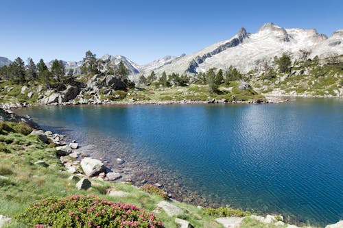 Blue Lake Near Gray Rocky Mountain