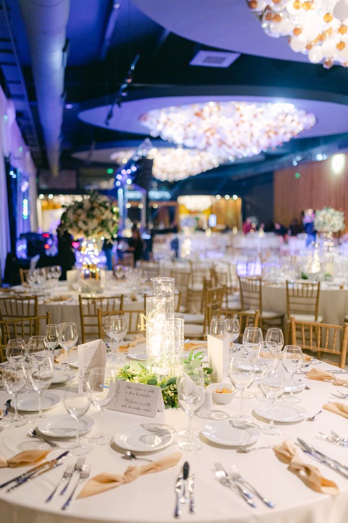 An elegant indoor wedding reception venue