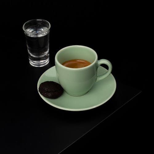 An Espresso Drink on Gray Ceramic Cup