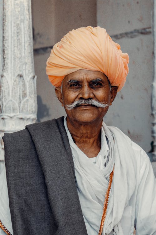 Portrait of Old Man in Traditional Turban