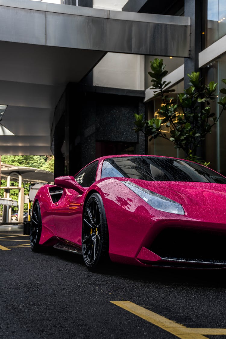 Pink Supercar Parked On The Street
