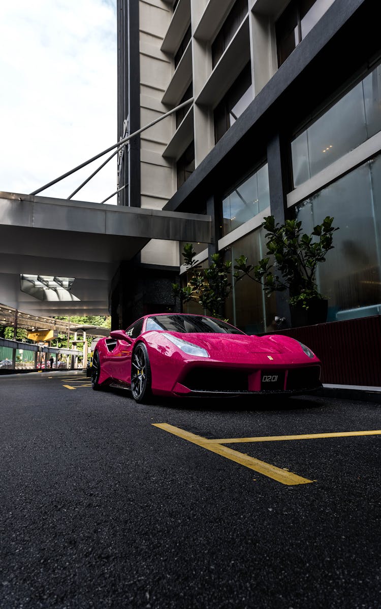 A Parked Pink Sports Car