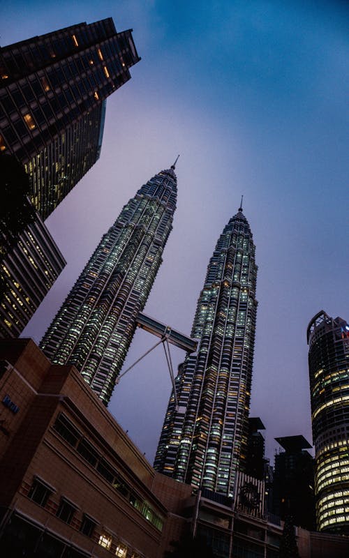 Petronas Twin Towers Under an Evening Sky