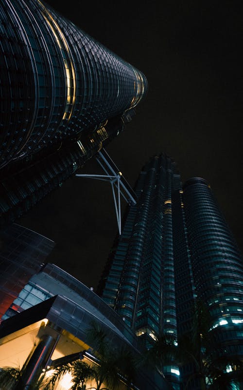 Low Angle Shot of the Petronas Towers at Night 