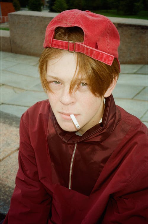 Young Man Smoking a Cigarette 