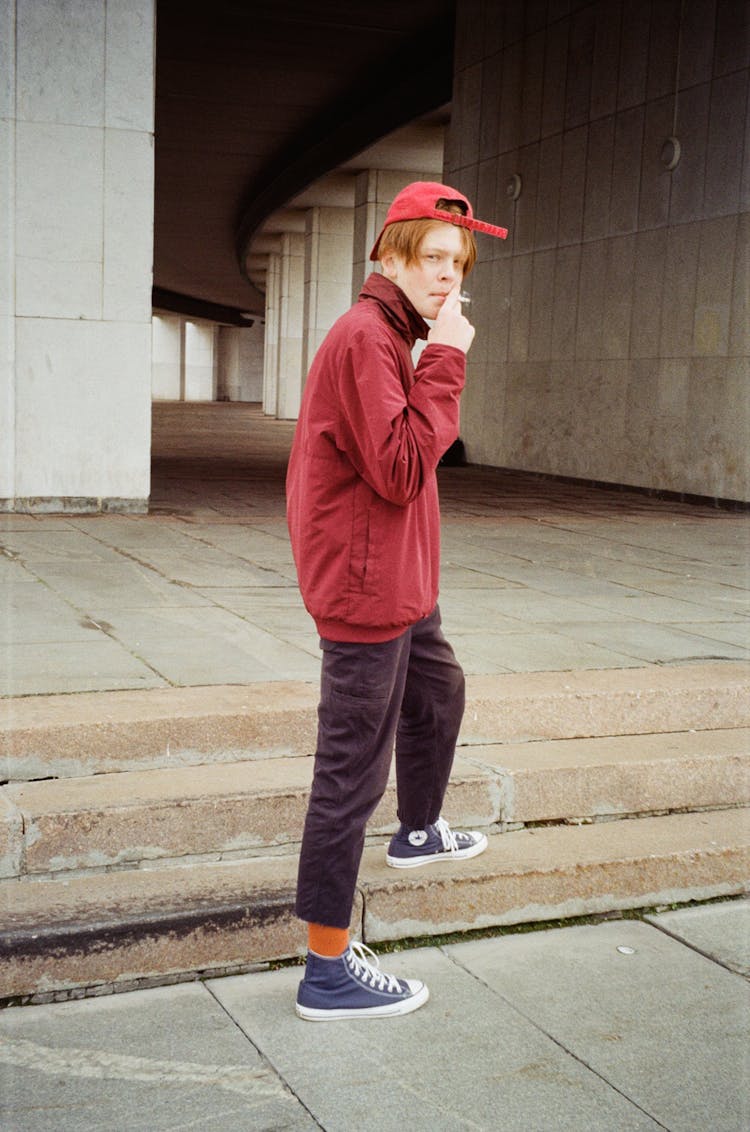 Young Man Smoking A Cigarette 