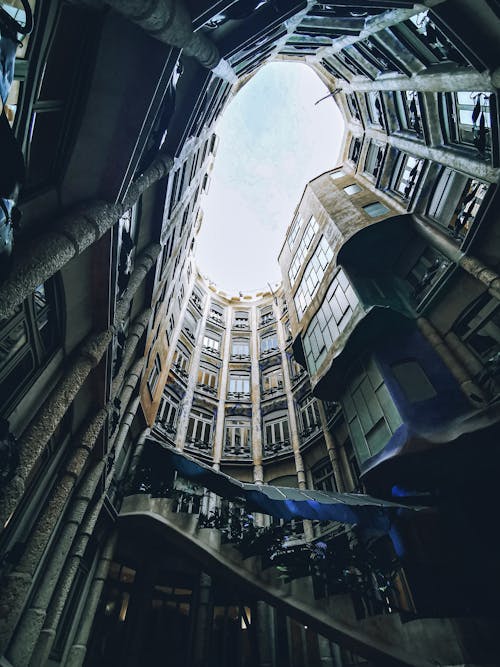 View from the Yard of the Casa Milà, Barcelona, Spain