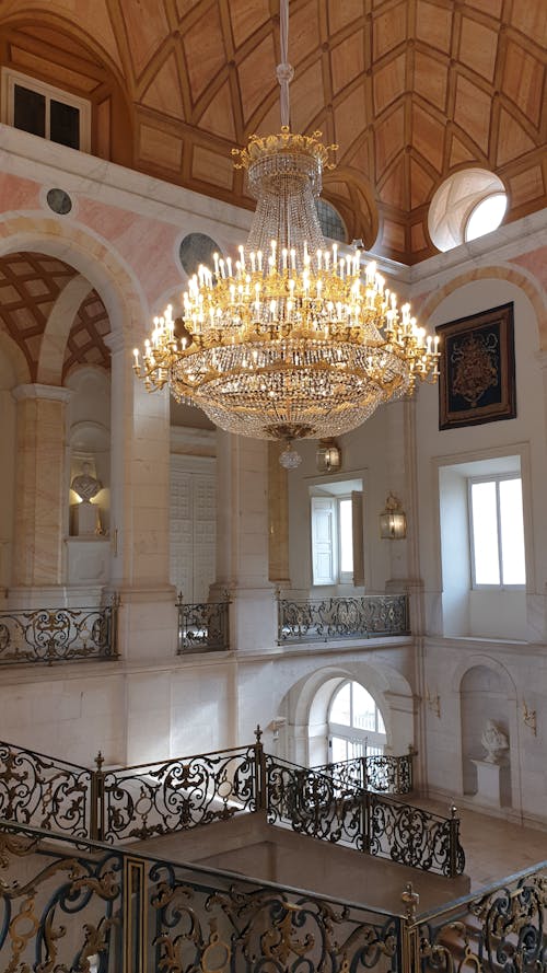 Illuminated Chandelier Inside the Building