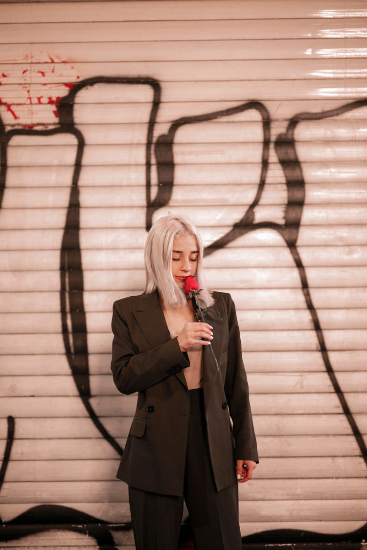 Beautiful Woman Holding Rose