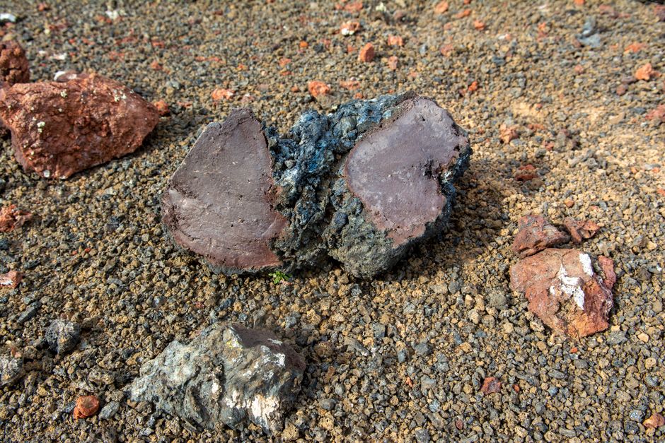 Detailed close-up of volcanic rocks and lava textures in Lanzarote, Spain.