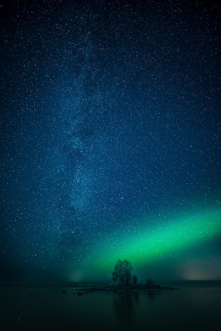 Stars In Night Sky Over Bay