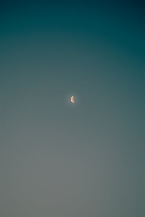 Crescent Moon on Clear Blue Sky