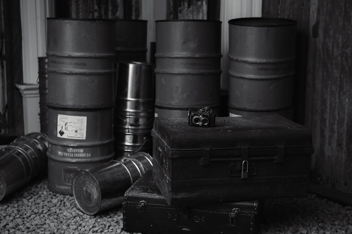 dark photo of cans