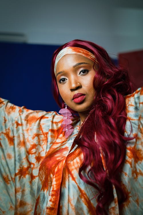 Portrait of Woman in Dyed Red Hair