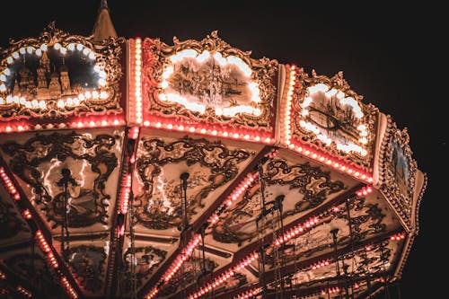 Illuminated Carousel at Night
