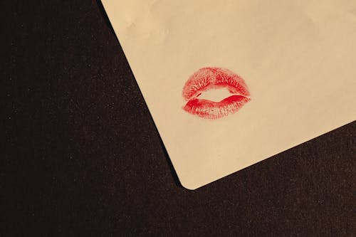 Kiss Mark on White Paper 